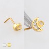 MULTI CZ CELESTIAL CRESCENT MOON WITH OPAL BEZEL 316L SURGICAL STEEL L-SHAPE NOSE RING